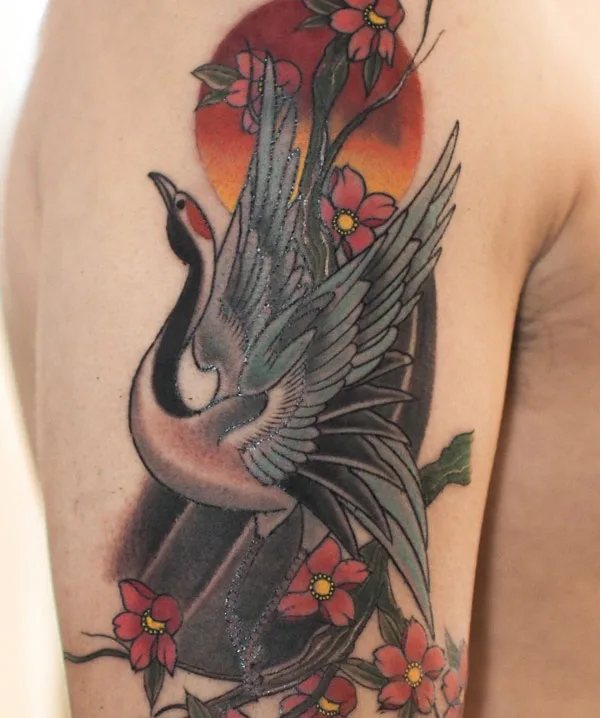 Japanese crane tattoo 75
