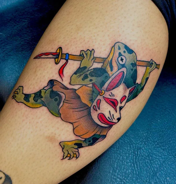 Tattoo uploaded by ACutrell  japanese frog tattoo by A cutrell acutrell  japanese irezumi frog samurai namakubi blood sword  Tattoodo