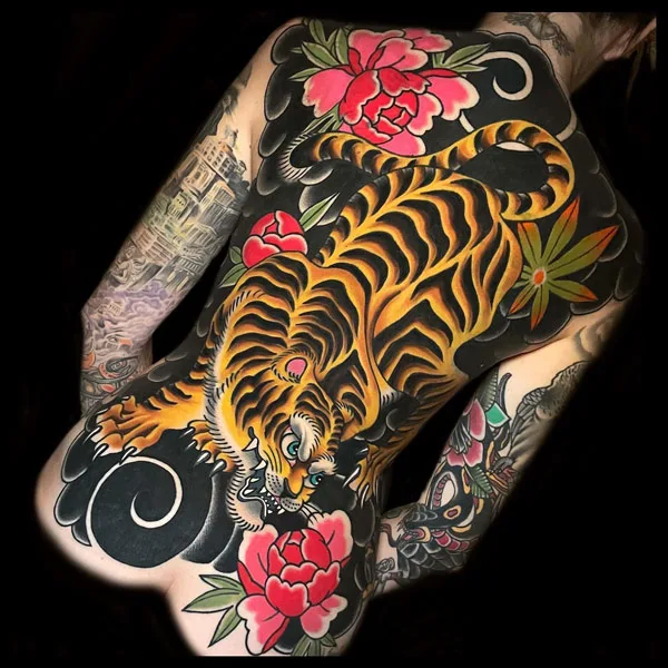 Japanese tiger back tattoo