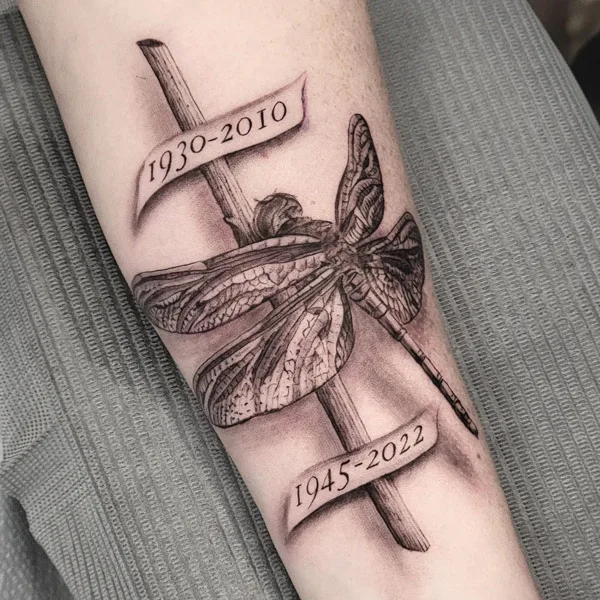Memorial dragonfly tattoo