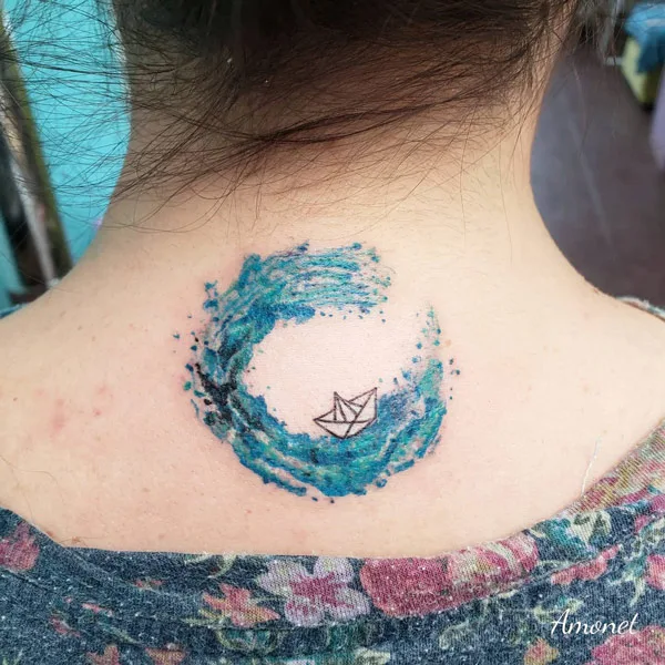Ocean wave tattoo 34