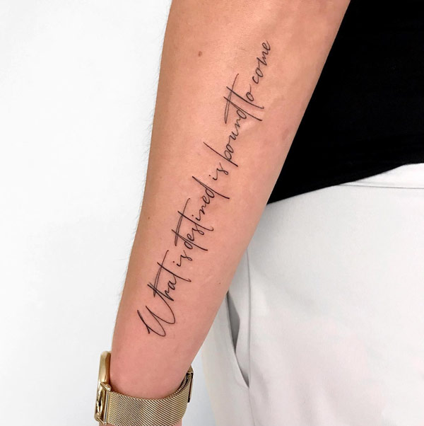 Quotes tattoo on forearm
