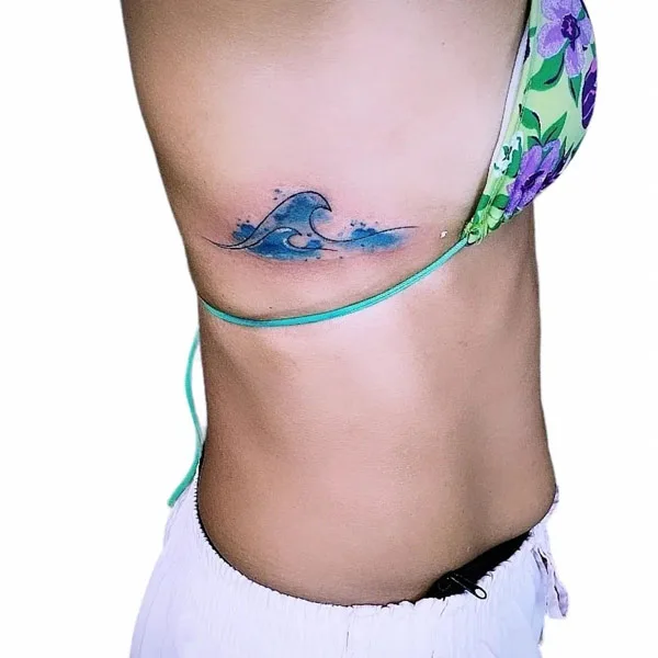 Side Boob Ocean wave tattoo