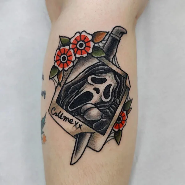 Traditional Ghostface tattoo