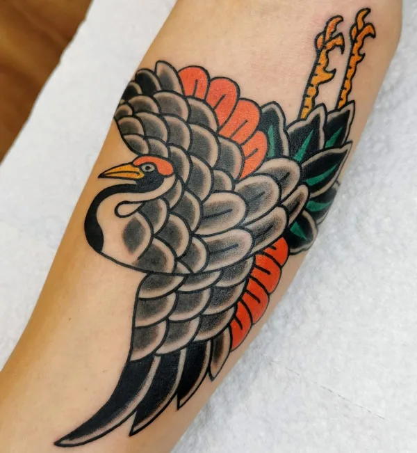 Traditional Japanese Crane Tattoo