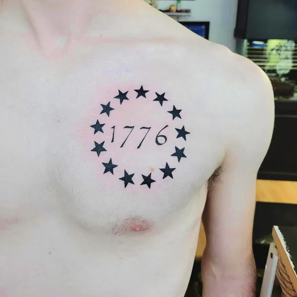 1776 tattoo on chest