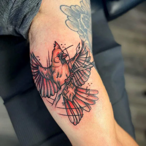 Abstract cardinal tattoo