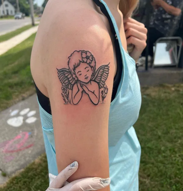 Baby angel wings tattoo