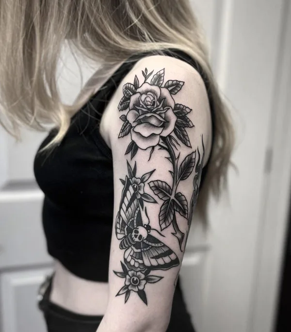 Black Rose Arm Tattoo