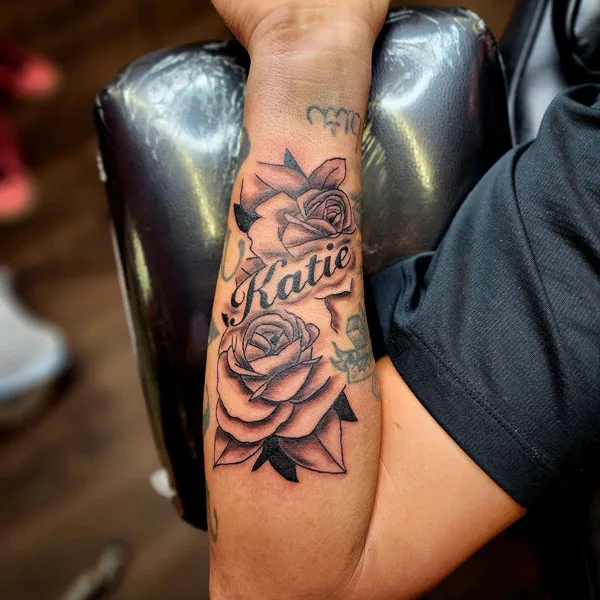 Black Rose Name Tattoo
