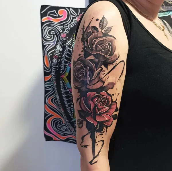 Black and Red Rose Tattoo 2