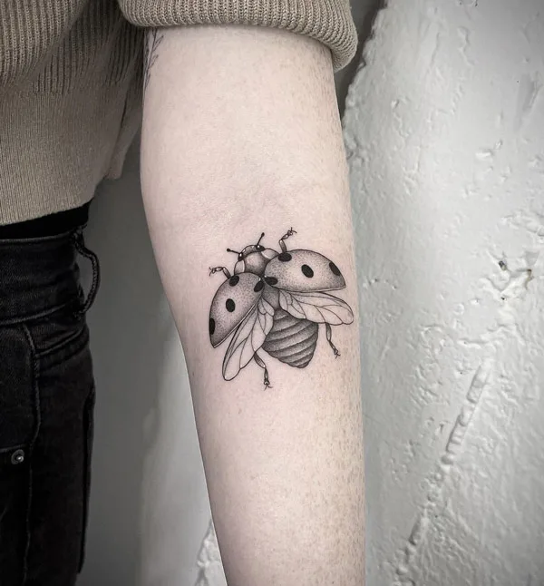 Black and White Ladybug Tattoo 1