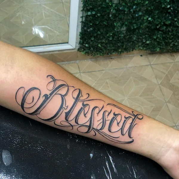 Blessed forearm tattoo 2