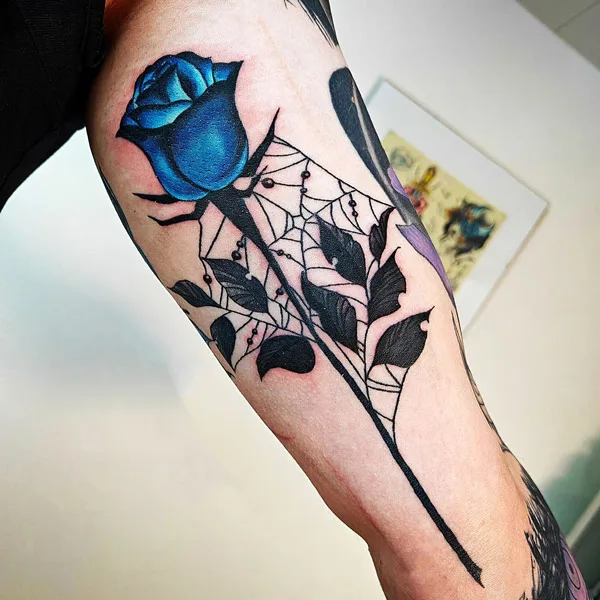 Blue and Black Rose Tattoo 1