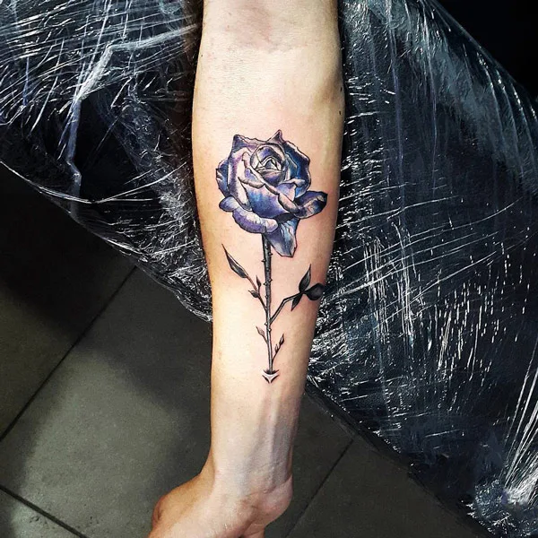Blue and Black Rose Tattoo 2