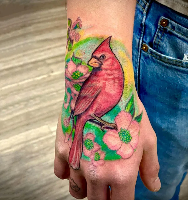 Cardinal Hand Tattoo