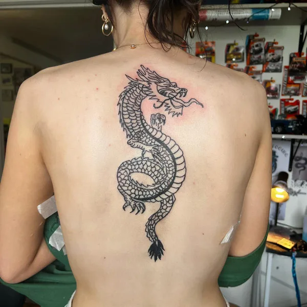 Chinese dragon tattoo back