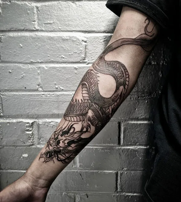 Chinese dragon tattoo forearm 2