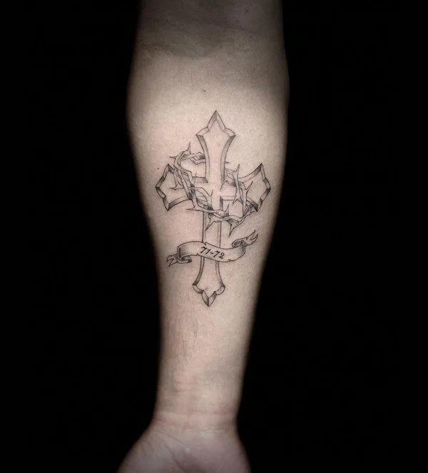 Cross Tattoo on Forearm 1