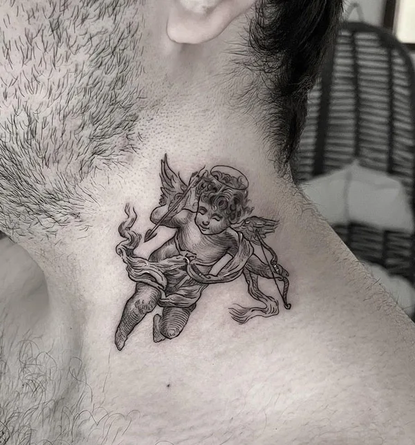 Cupid Neck Tattoo