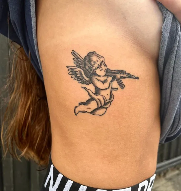 Cupid with Gun Tattoo 1