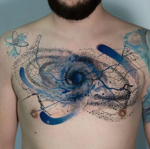 Galaxy Tattoo On The Chest 1