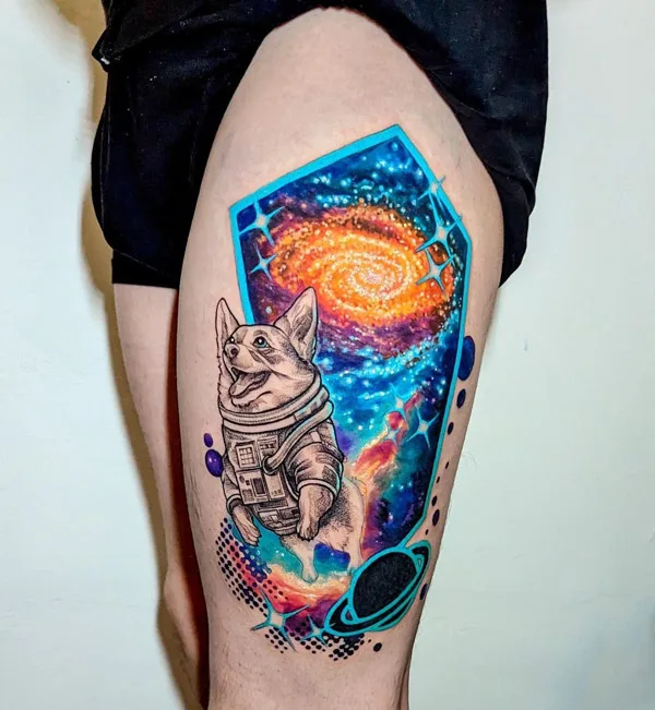 Galaxy Tattoo On The Thigh