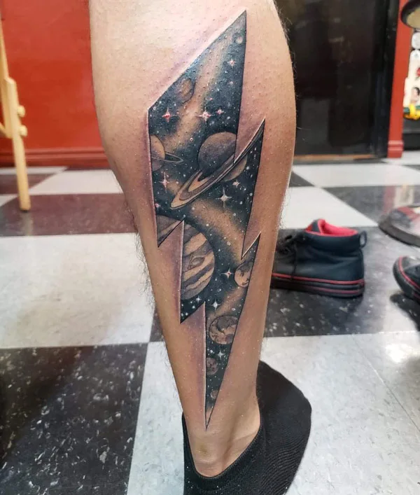 Galaxy lightning bolt tattoo