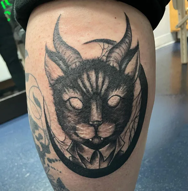 Gothic cat tattoo