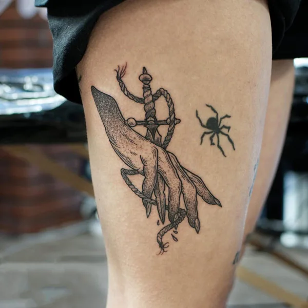 Gothic dagger tattoo 1
