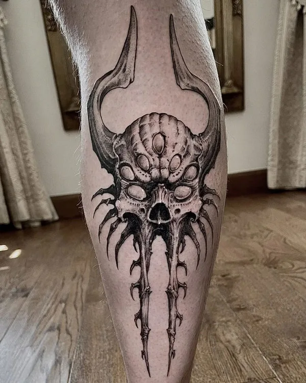 Gothic leg tattoo