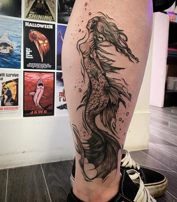 Gothic mermaid tattoo