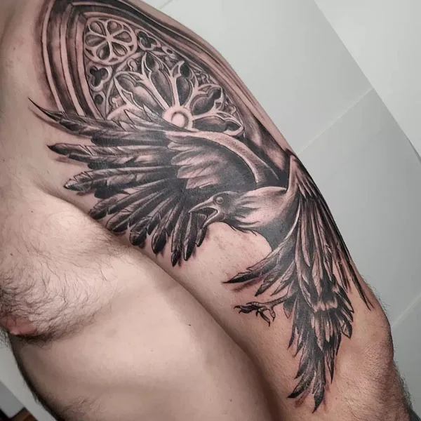 Gothic raven tattoo