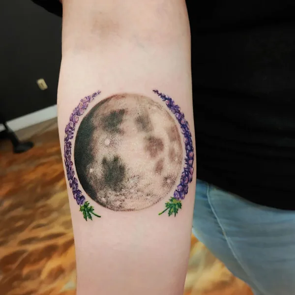 July Birth Flower And Moon Tattoo
