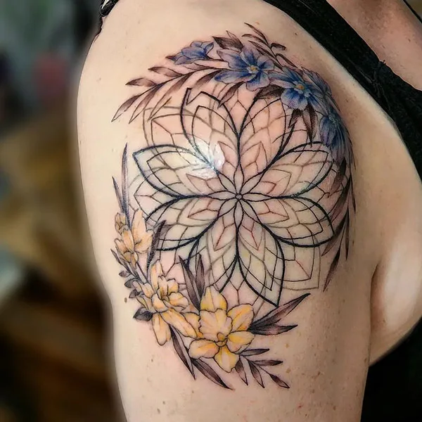 Mandala July Birth Flower Tattoo