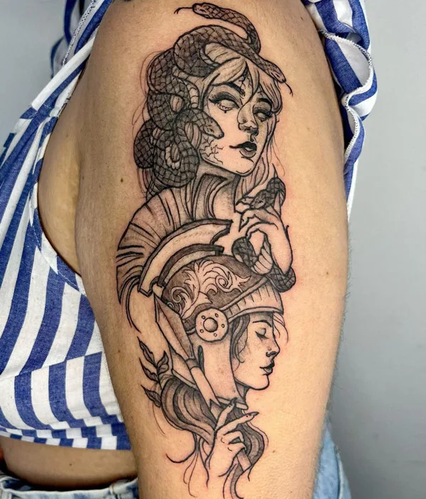 Medusa and Athena tattoo