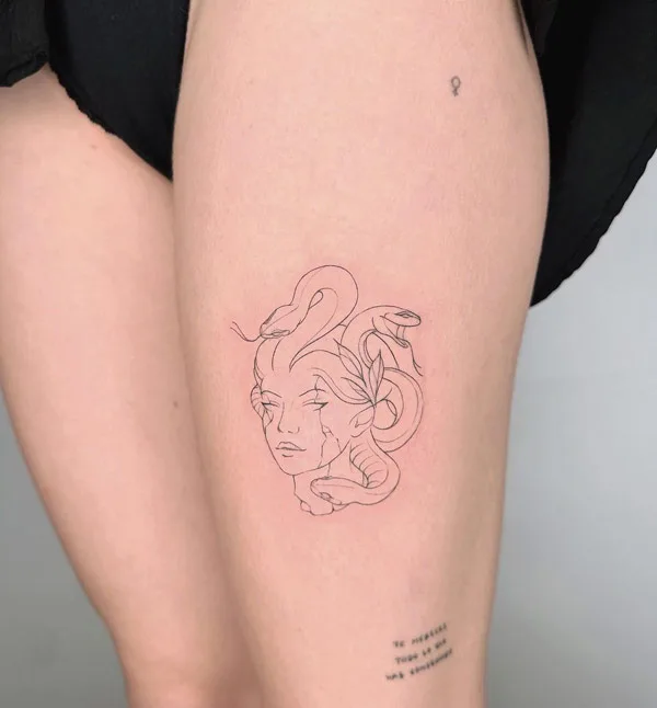 Medusa fine line tattoo