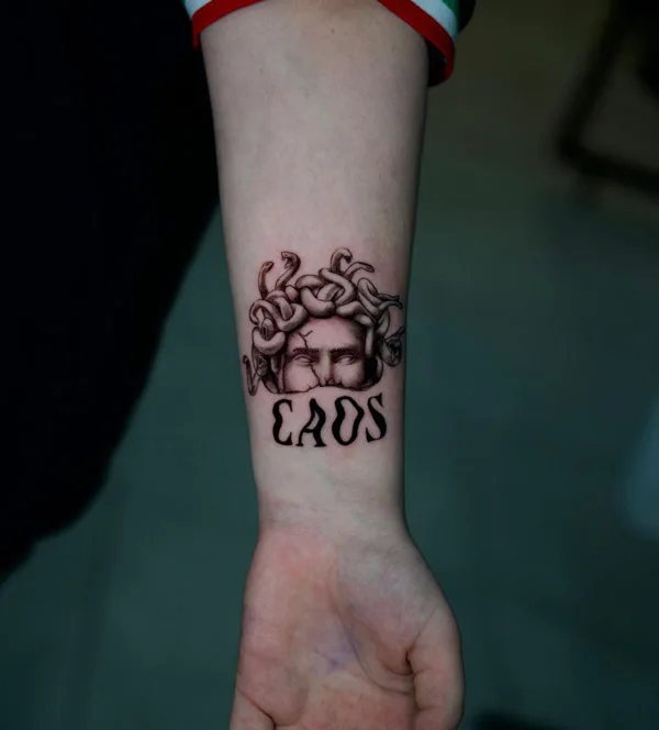 Medusa wrist tattoo