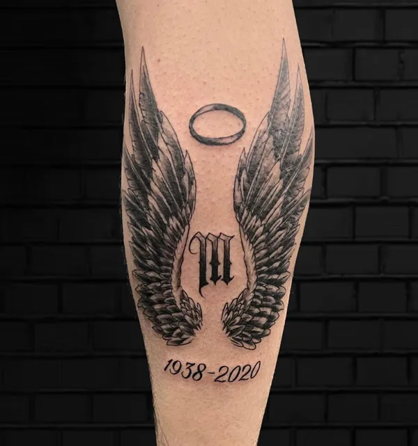 Memorial Angel wings tattoo