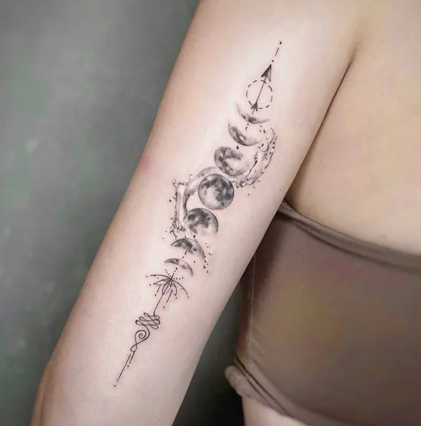 Moon unalome tattoo