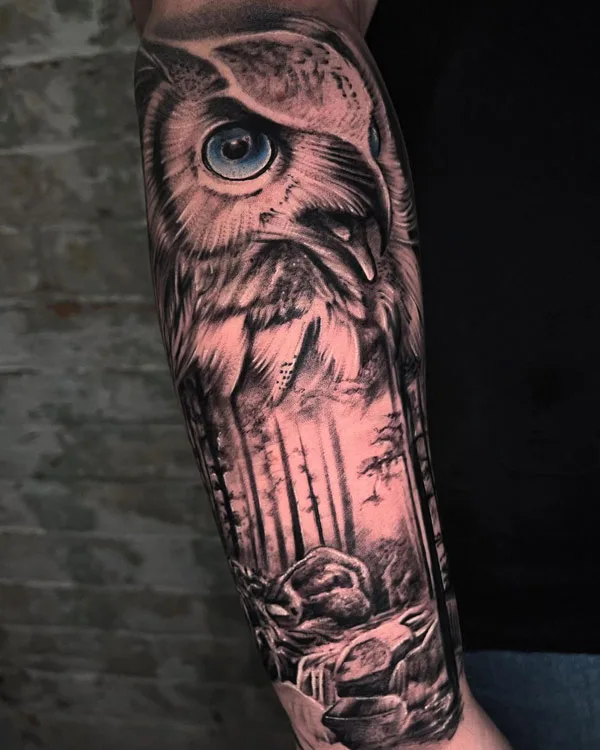 Negative Space Owl Tattoo 1