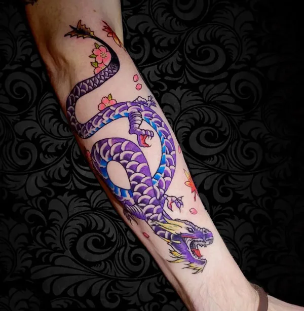 Purple Chinese dragon tattoo