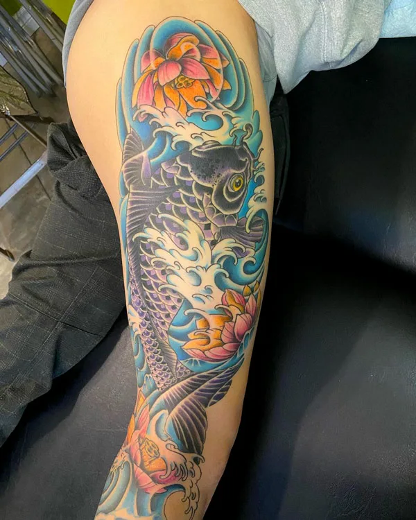 Purple koi fish tattoo