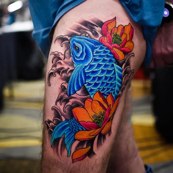 Realistic koi fish tattoo