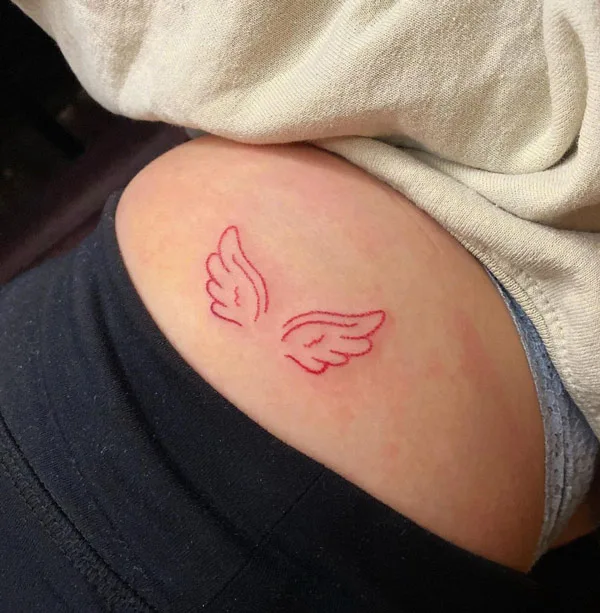Red Angel wings tattoo