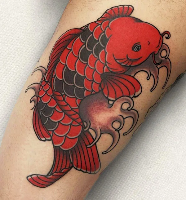 Red koi fish tattoo