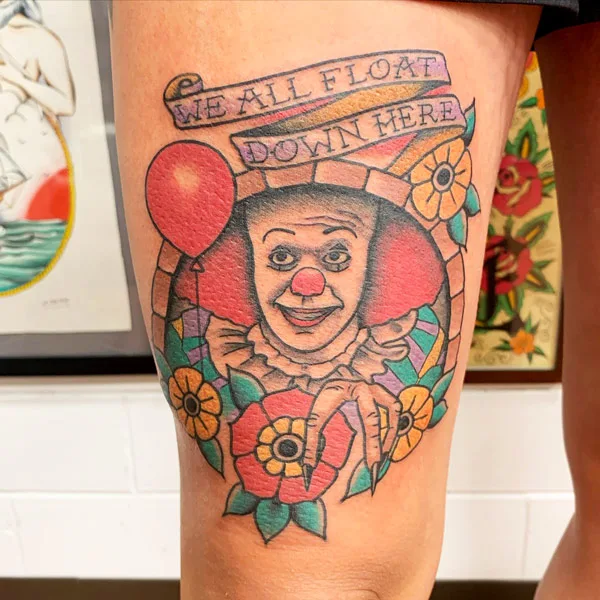 Traditional pennywise tattoo