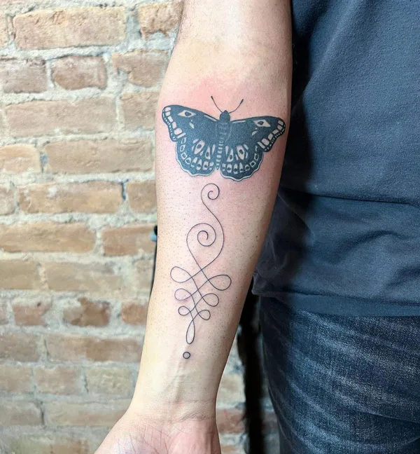 Unalome Butterfly tattoo
