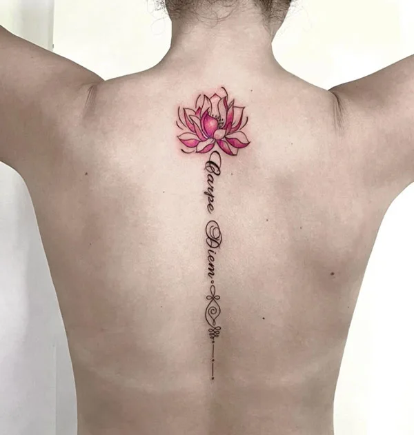 Unalome spine tattoo 2