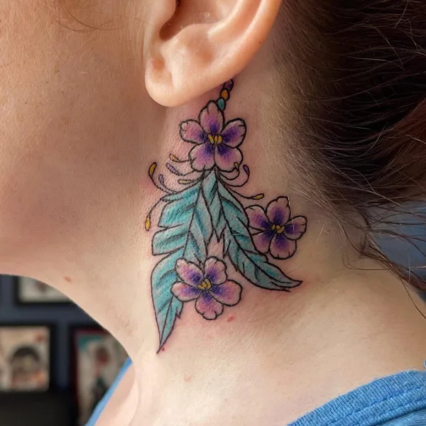 Violet Neck Tattoo